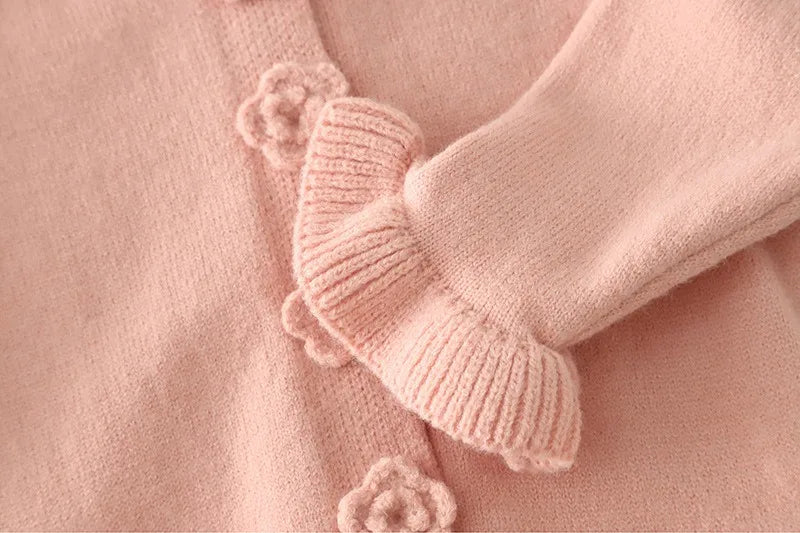 Baby Girls Clothing Sets Spring Autumn Children Casual Clothes Outfits Infant Floral Knitted Coat T Shirt Pants 3 Pieces Suits