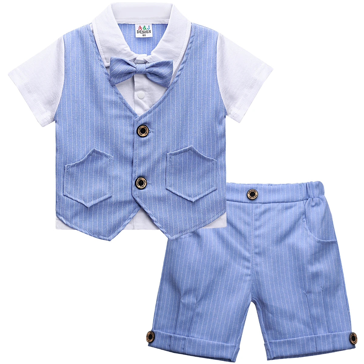 Baby Boys Clothing Set Infant Gentleman Outfit Top + Shorts Baptism Wedding Birthday Gift Costume 2PCS Kids Summer Clothes Suit