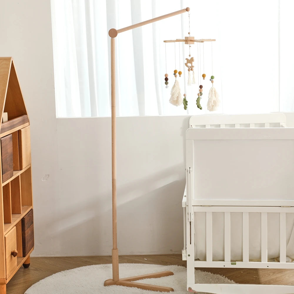 Baby Rattle Toy 0-12 Months Toys Wooden Mobile Bed Bell Floor Stand Bracket Newborn Bed Bell Hanging Holder Bracket Infant Crib