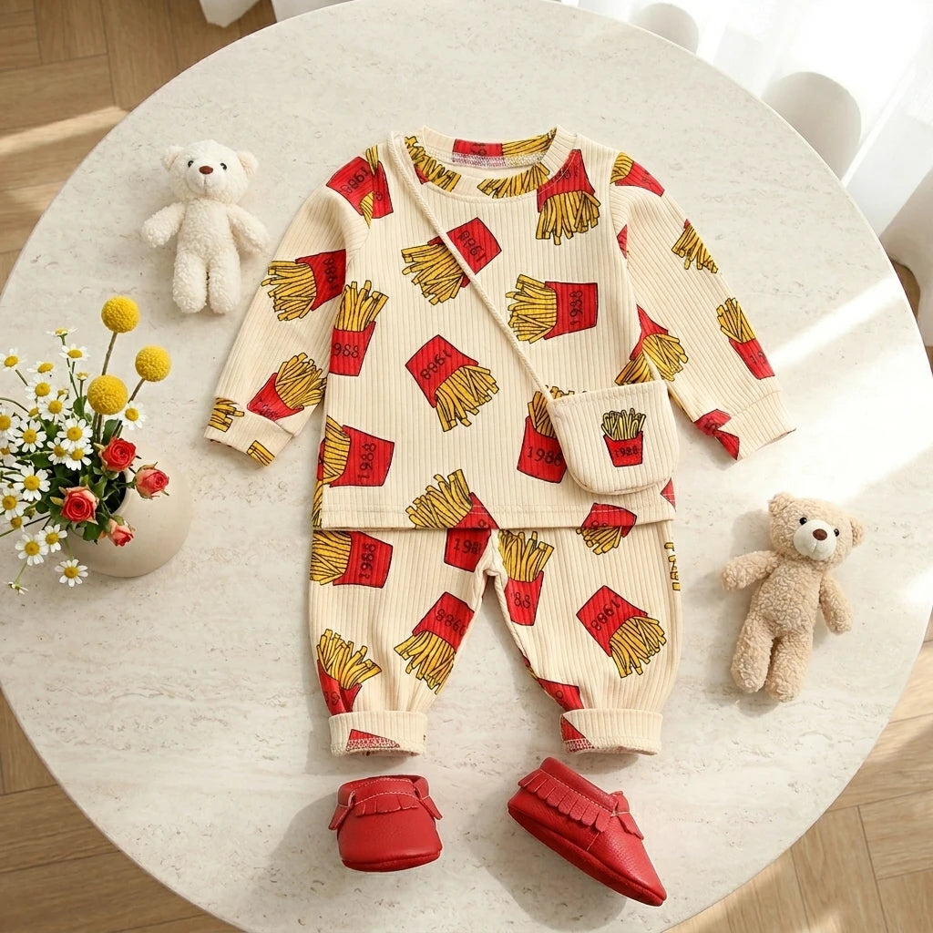 Baby Clothes Sets Cute Autumn Animal Pattern Kids Tops + Long Pants Cotton Casual 2pcs