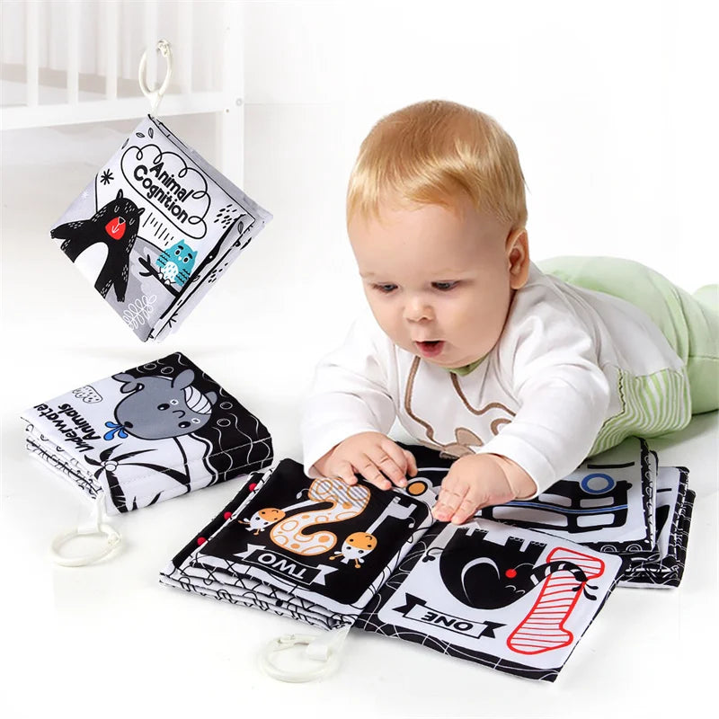 High-Contrast Sensory Baby Cloth Book