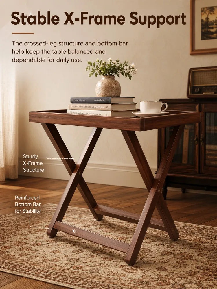 Folding Side Table,Durable Tv Tray Bed Table,Small End Table For Living Room, Bedroom