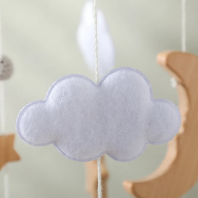Wooden Rattles Toys Baby Crib Mobile Bed Bell Soft Felt Hot Balloon Newborn Music Bed Bell Hanging Toys Crib Bracket Baby Gifts
