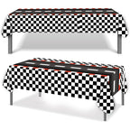 Racing Car Theme Disposable Tablecloth Red Black White Checkered Pattern Boys Kids Birthday Party Decoration Supplies Gifts ﻿