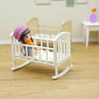 1/12 Dollhouse Mini Cradle Baby Bed Rocking Bed Model Dollhouse Simulation Furniture Decoration Play Toy Dolls House Accessories