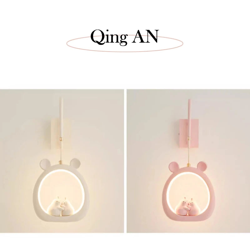 Cute Children's Room Girl Bedroom Wall Lamps Embrace Pear Lamp Creative Cream Style Princess Room Baby Room Bedside Wall Lights