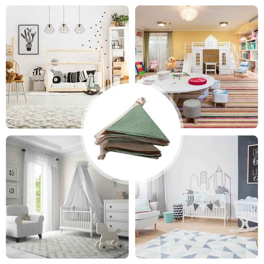 Pennant Banner Flags Nursery Bunting Banner Flags Washable Cotton Fabric Triangle Pennant Garlands for Living Room and Bedroom