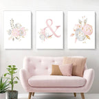 Baby Decoration Bedroom Child Posters Girl's Room Prints Nursery Pink Flower Wall Art Canvas Painting Pictures kids Room Decor