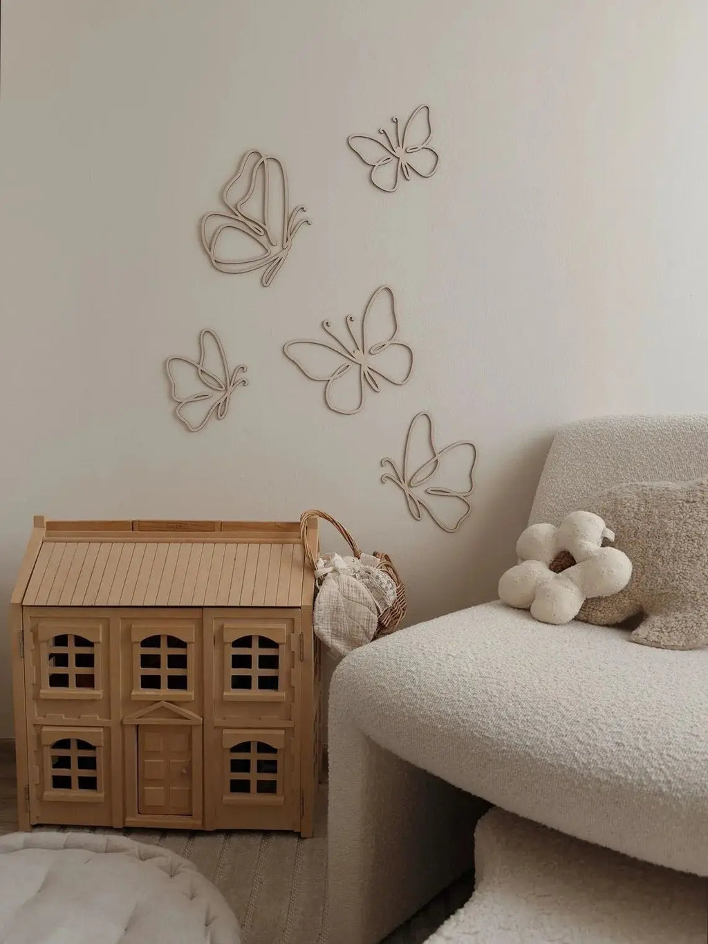 Wooden Outline Plywood Butterflies Nursery Wall Decor, Teen Room Wall Art, Boho Butterfly Decor, Girls Bedroom Decoration