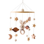 Wooden Rattles Toys Baby Crib Mobile Bed Bell Soft Felt Hot Balloon Newborn Music Bed Bell Hanging Toys Crib Bracket Baby Gifts