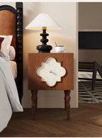 High-end Luxury Antique Bedside Table Ash Wood Artistic Four-leaf Clover Sofa Side Cabinet Bedroom Bedside Cabinet