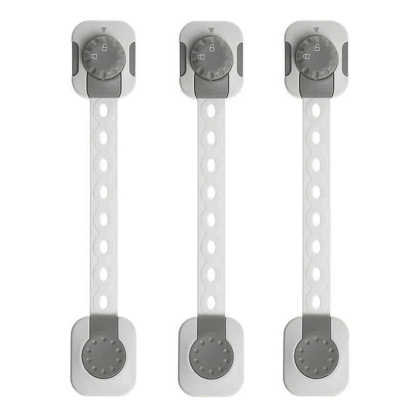 3Pcs/Set Child Safety Strap Locks Multi-Use Adhesive Plastic Baby Proofing Locks For Cabinets and Drawers,Toilet,Fridge