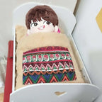 Mini Doll Furniture Bedroom Doll Play House Double Bed Wooden Fabric Bed OB11 BJD Doll Bed