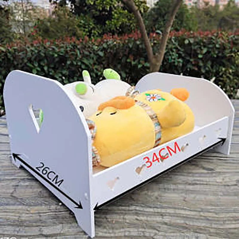 Mini Doll Furniture Bedroom Doll Play House Double Bed Wooden Fabric Bed OB11 BJD Doll Bed