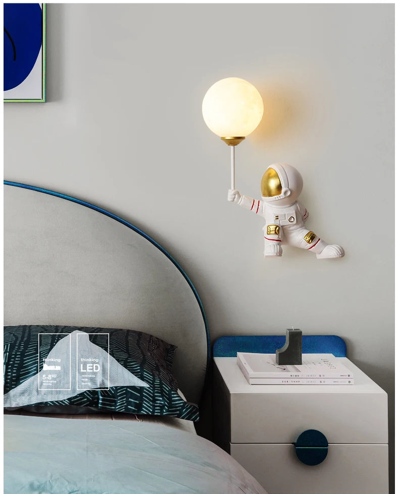 Nursery Room Children's Room Wall Light Resin Astronaut G9 Bulb Speaceman Boy Bedroom Bedside Night Lamps AC110V 220V