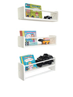 Nursery Book Shelves ,15.7 Inch Wood Floating Bookshelves for Wall Set of 3, Baby Kids Decor, Solid Wood Wall Mounted Shelves