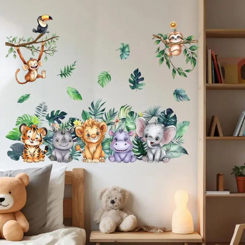 Boys Girls Room Decor Forest Animal Wall Stickers Charming Easy Apply Cartoon Themes
