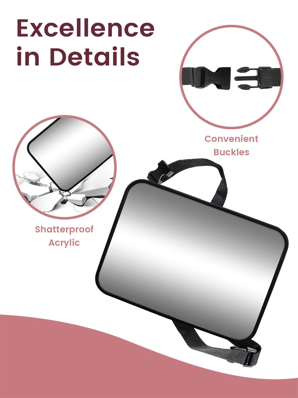 Certified Shatterproof Baby Car Mirror, Crash-Tested with Panoramic HD View for Rear-Facing Infant Safety