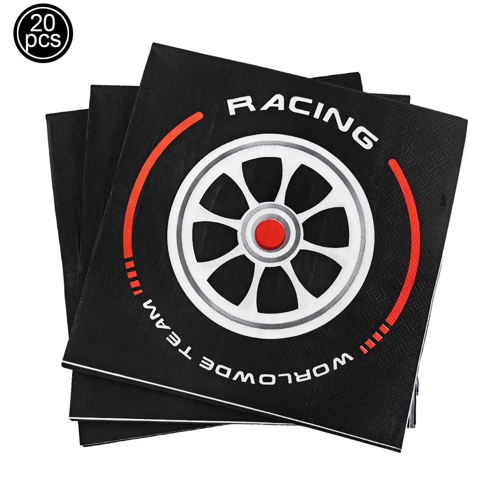 Racing Car Theme Disposable Tablecloth Red Black White Checkered Pattern Boys Kids Birthday Party Decoration Supplies Gifts ﻿