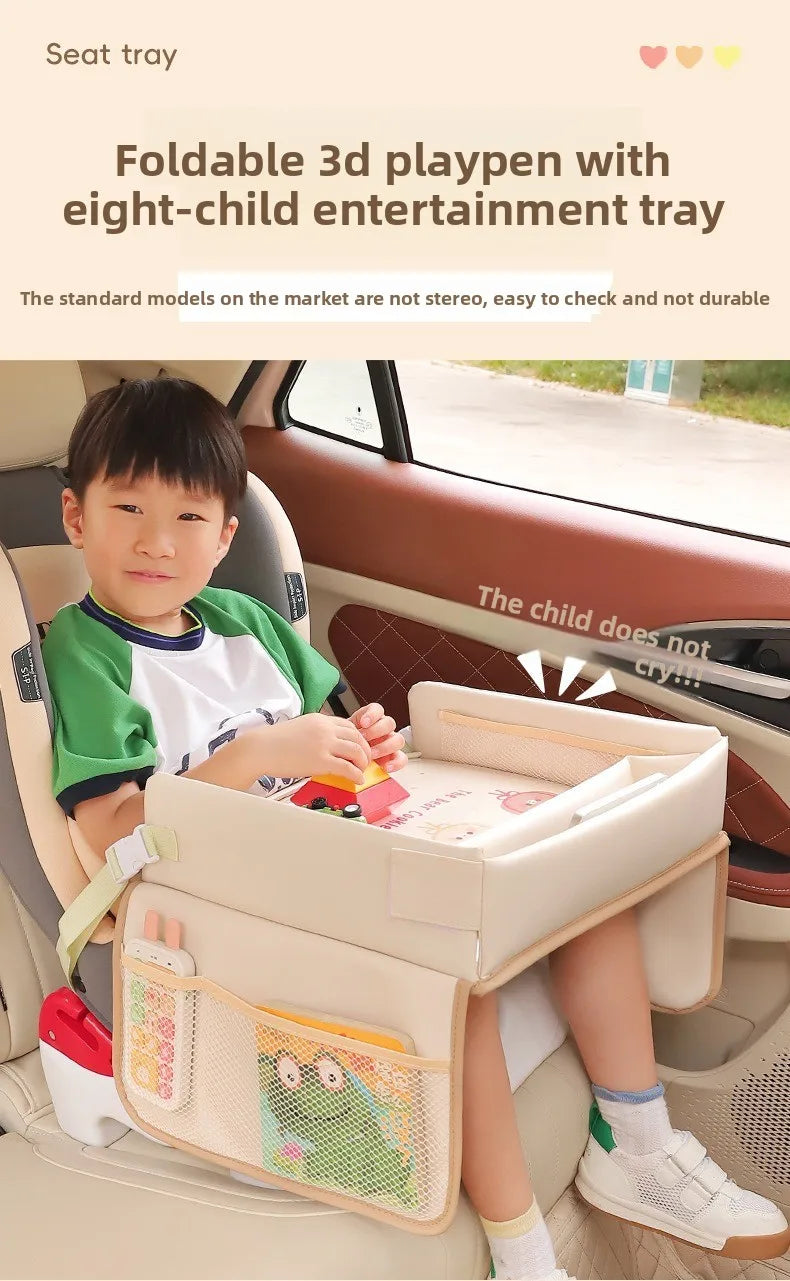 Baby Car Waterproof Storage Dining Table, Cartoon Kids Car Safety Seat Tray, Universal Small Table Board for Strollers