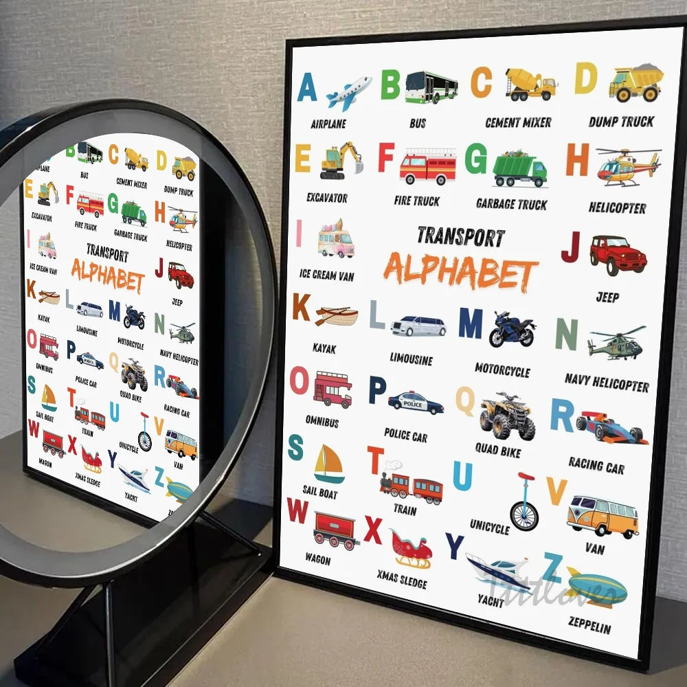 Playroom Nursery ABC Alphabet Numbers Poster Self-adhesive Art Waterproof Paper Sticker Coffee House Bar Room Wall Decor