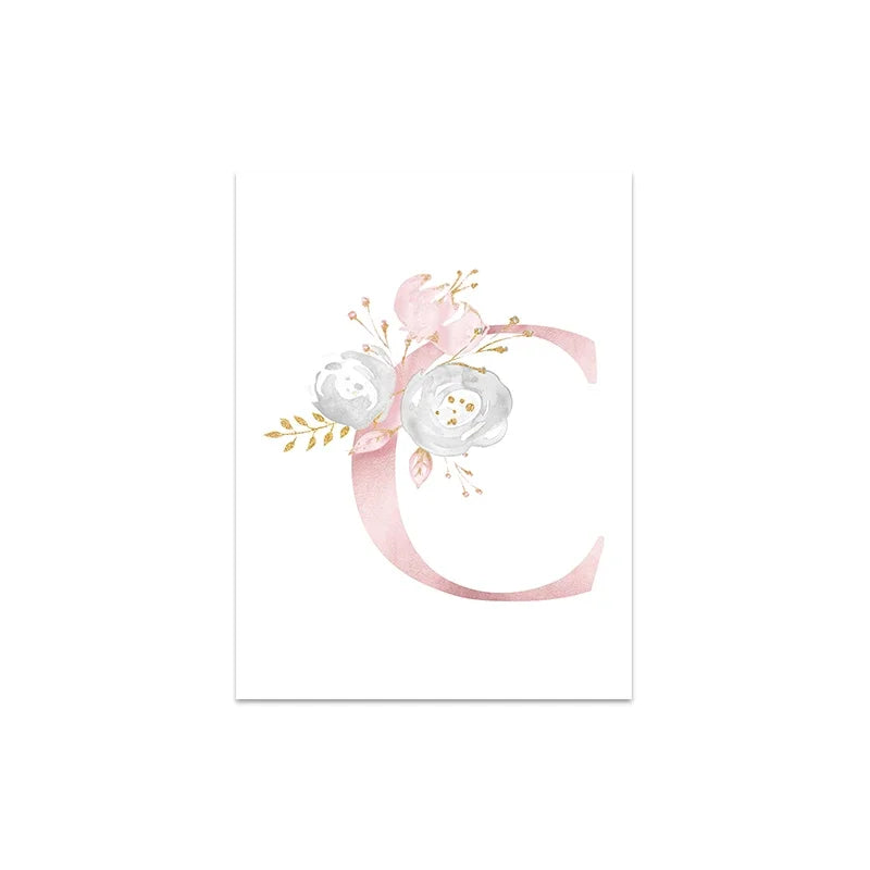 Baby Decoration Bedroom Child Posters Girl's Room Prints Nursery Pink Flower Wall Art Canvas Painting Pictures kids Room Decor