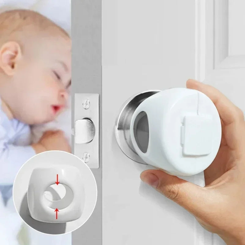 Baby Safety Door Lock with Protective Cover, Child Safety Design, Prevents Accidental Opening, Essential for Home Safety