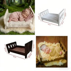 Newborn Infant Photography Props Retro Wood Bed Baby Poses Growth Memorial Detachable Background Sofa For Boys Shooting Props