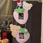 INS Cute Room Decoration Wall Cartoon Strawberry Bear Creative Combo Wall Hanging Cute Connected Photo Frame Bedroom Photo Decor
