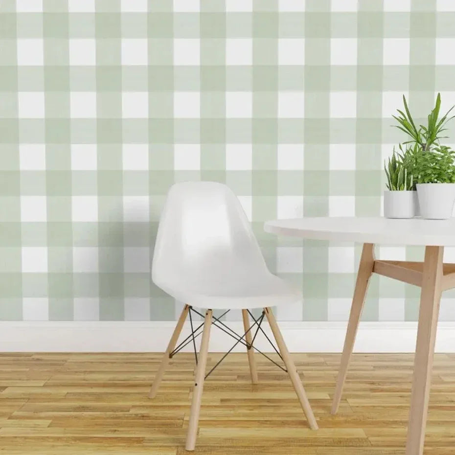 Pastel Checkered Pink & Green Wallpaper Nursery Child Art Decal Kids Room Bedroom Living Home Decor Waterproof Peel and Stick