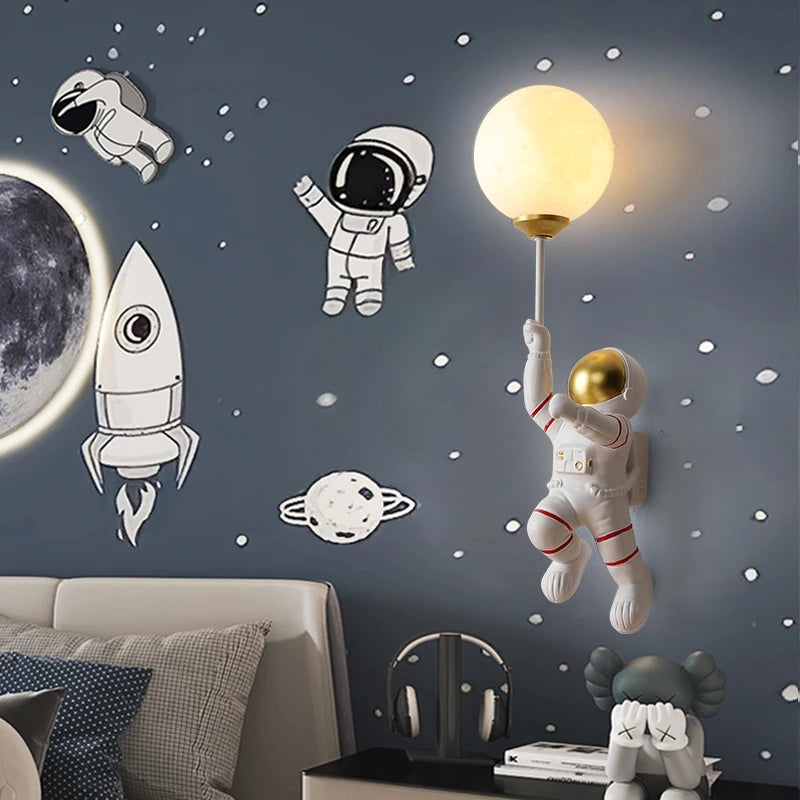 Nursery Room Children's Room Wall Light Resin Astronaut G9 Bulb Speaceman Boy Bedroom Bedside Night Lamps AC110V 220V