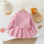 Children's Clothing Sets Bow Knit Top + Pleated Skirt Winter Baby Girl Clothes Knit Sweater for 2 -6 Years Toddler Girl Cardigan