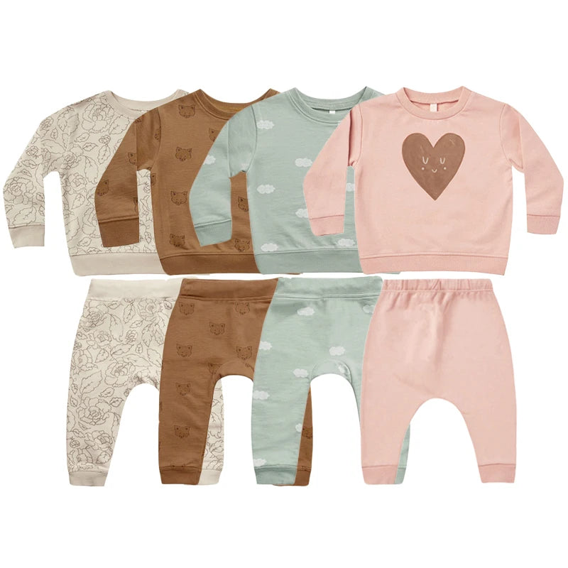 2-Piece Cartoon Cotton Baby Hoodie Set