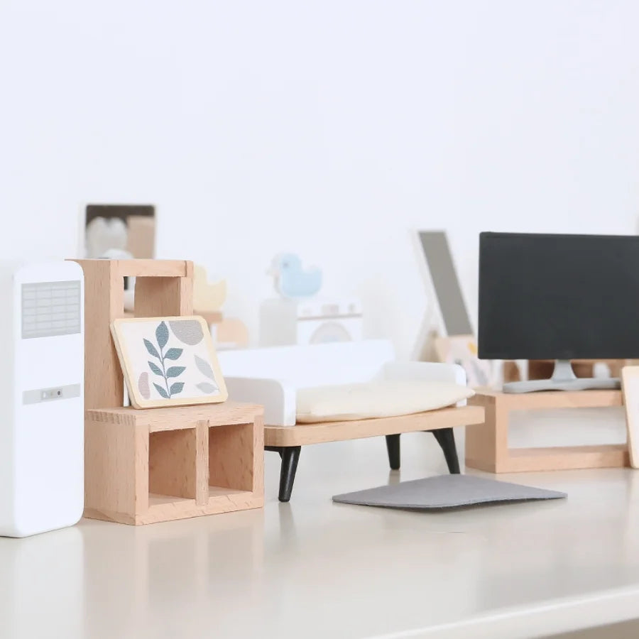 Nordic style villa, dollhouse, children's play, mini simulation furniture, bedroom, kitchen, wooden toys, boys and girls