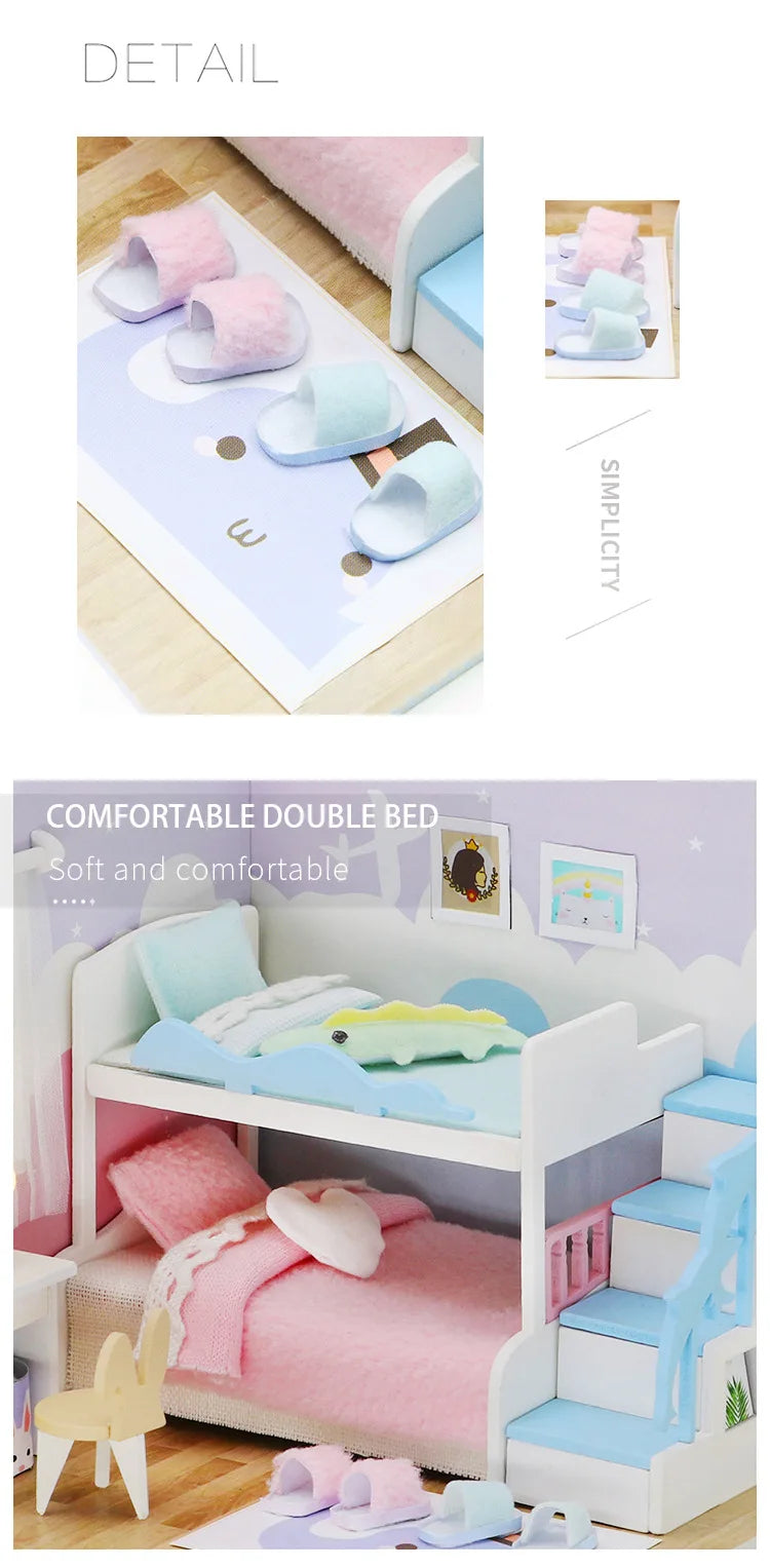 Baby House Kit Mini DIY Handmade 3D Puzzle Assembly MagicBuilding Model Toys, Home Bedroom Decoration With FurnitureWooden