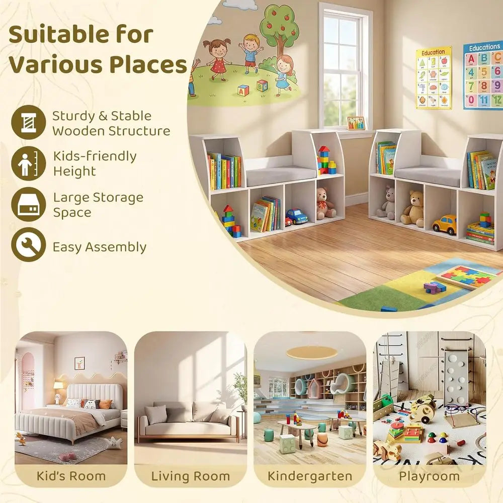 Kids Bookshelf with Reading Nook