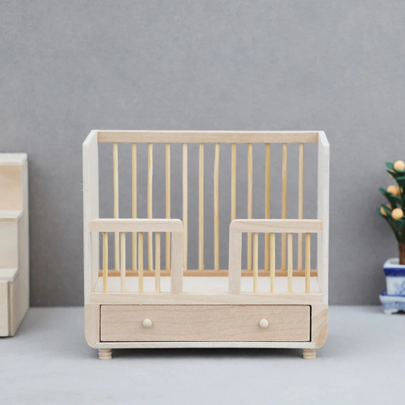 1:12 Miniature Wooden Dollhouse Cradle