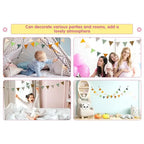 Pennant Banner Flags Nursery Bunting Banner Flags Washable Cotton Fabric Triangle Pennant Garlands for Living Room and Bedroom