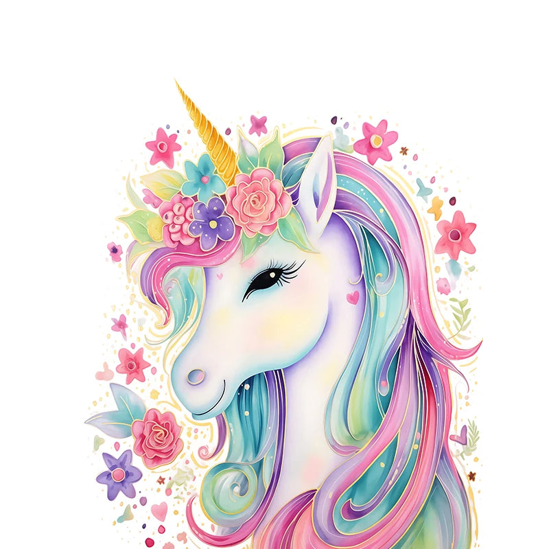 Cartoon Cute Unicorn Nursery Girl Room Pastel Rainbow Art Poster Canvas Painting Wall Prints Picture Children Room Home Decor