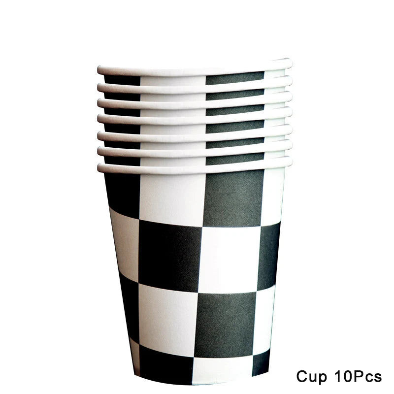 Racing Car Theme Disposable Tablecloth Red Black White Checkered Pattern Boys Kids Birthday Party Decoration Supplies Gifts ﻿