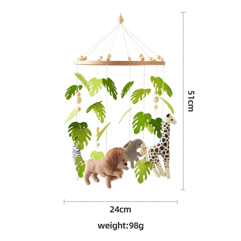 Wooden Baby Crib Mobile with Felt Animals