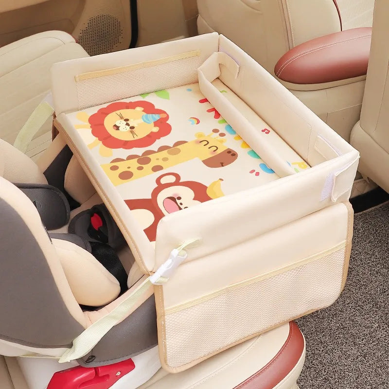 Baby Car Waterproof Storage Dining Table, Cartoon Kids Car Safety Seat Tray, Universal Small Table Board for Strollers