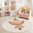 Round Kids Room Cute Geometric Theme Area Rug Rainbow Cloud Mat Non Slip Soft Safe Stylish for Bedroom Playroom Home Decor
