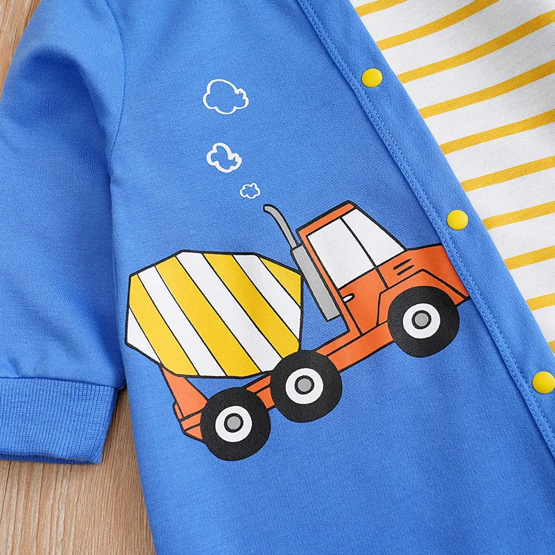 Blue Stripe Baby Boy Footie Romper