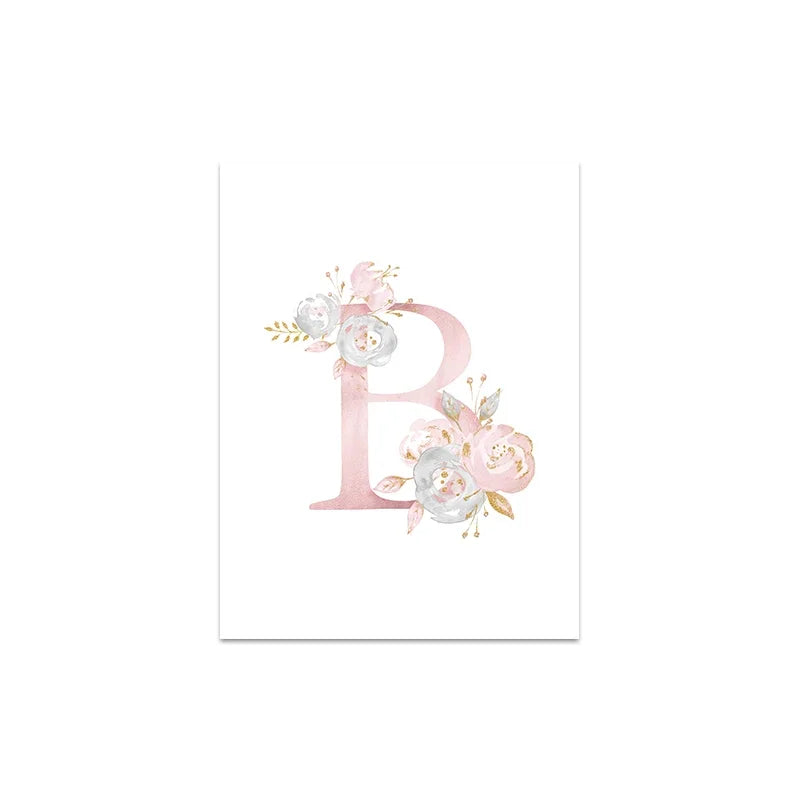 Baby Decoration Bedroom Child Posters Girl's Room Prints Nursery Pink Flower Wall Art Canvas Painting Pictures kids Room Decor