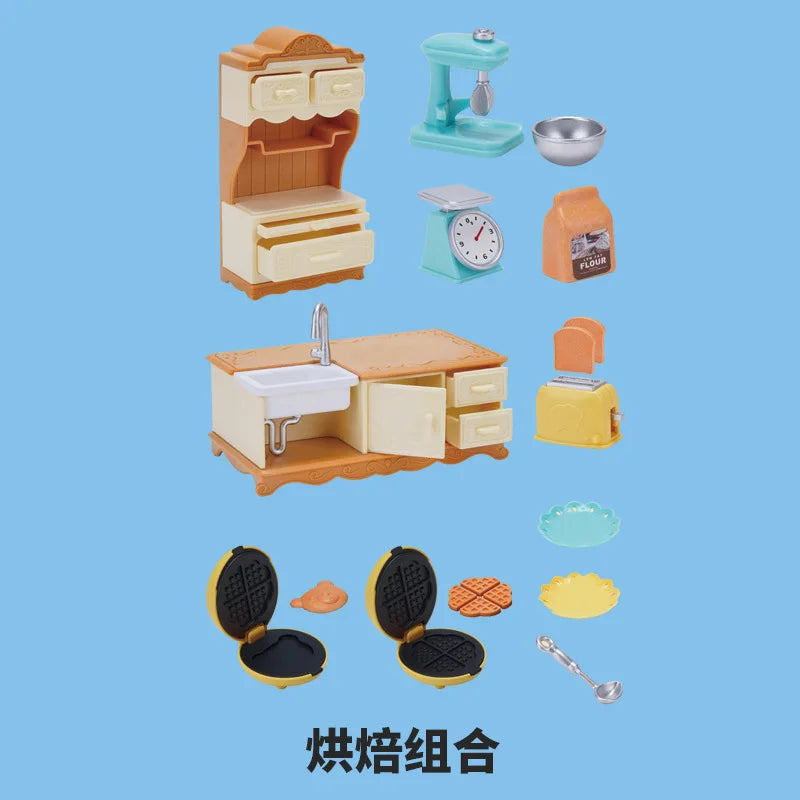 Miniature Items Dollhouse Furniture Accessories Living Room Bedroom Supermarket Shopping Games Family Interaction Doll Kids Toys