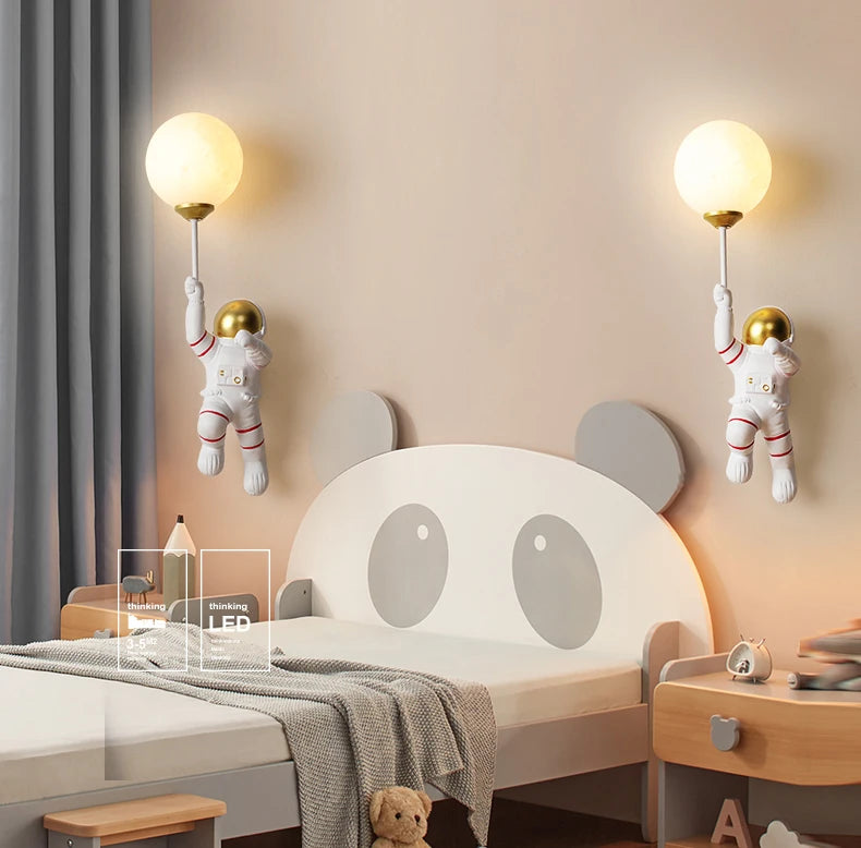 Nursery Room Children's Room Wall Light Resin Astronaut G9 Bulb Speaceman Boy Bedroom Bedside Night Lamps AC110V 220V