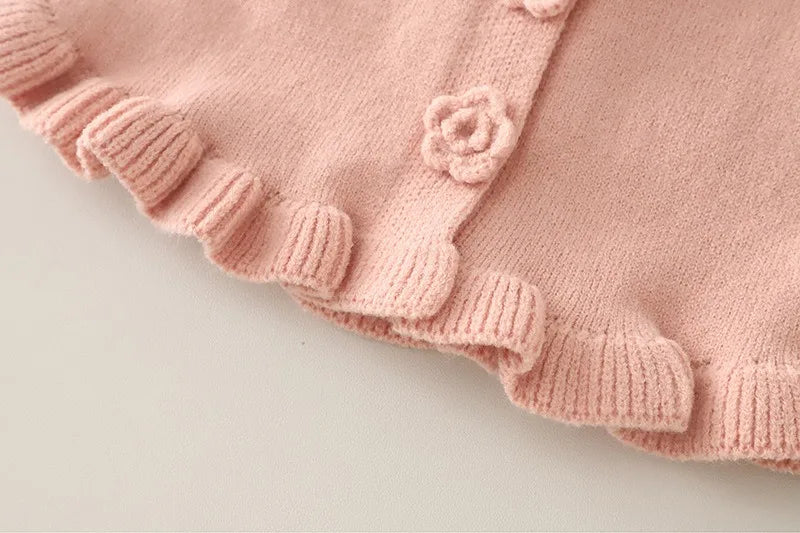 Baby Girls Clothing Sets Spring Autumn Children Casual Clothes Outfits Infant Floral Knitted Coat T Shirt Pants 3 Pieces Suits