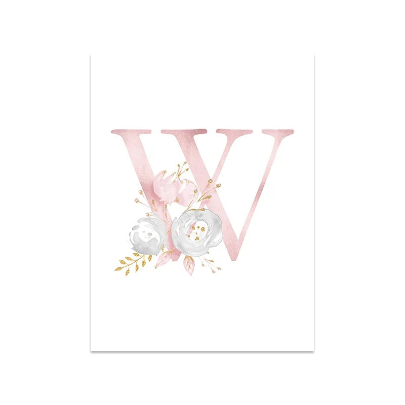 Baby Decoration Bedroom Child Posters Girl's Room Prints Nursery Pink Flower Wall Art Canvas Painting Pictures kids Room Decor