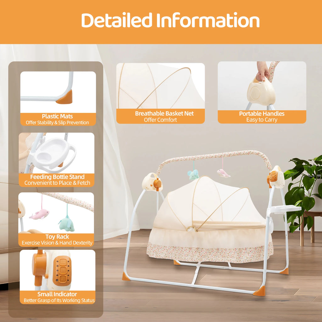 Foldable Baby Bassinet Auto Swing